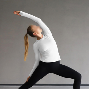 Haut de yoga à coupe décontractée, à séchage rapide, respirant, haut de fitness à manches longues avec trou pour le pouce, haut de sport actif, haut de yoga esthétique - Product Image 6