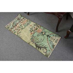 Clásico verde Beige 1,6 X 3.8ft lana Aubusson diseño sala de estar alfombra Patchwork rectángulo aparador alfombra con respaldo de látex - Product Image 4