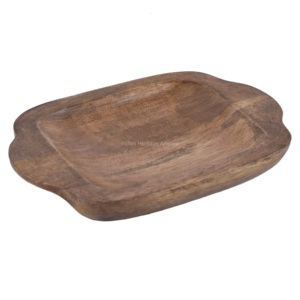 Plateau de service en bois moderne personnalisé fait à la main avec poignée Bois de manguier naturel Motif rectangulaire pour une utilisation décorative à la maison IHA - Product Image 1