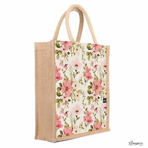 Fleurs de luxe imprimé sacs de Jute poignées parfait Shopping épicerie utiliser sacs toile sacs fourre-tout forme Rectangle qualité supérieure - Product Image 1