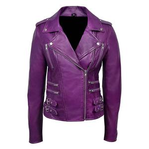 Chaqueta de cuero de lujo para mujer, abrigo de motociclista de moda elegante ajustado de cuero Real Premium, prendas de vestir exteriores cortas informales - Product Image 3