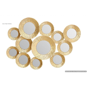 Mesh Rounded Shape Gold Color Mirror Wall Mounted <b>Metal</b> <b>Frame</b> for Home Hotel or Restaurant for Decorative Purpose - Product Image 2