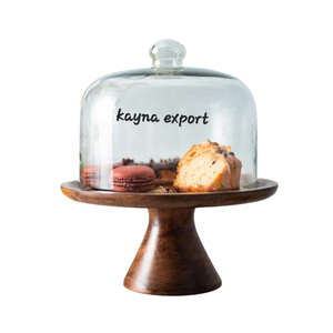 Most Selling Natural <b>Wooden</b> <b>Cake</b> <b>Stand</b> with Glass Top Wedding & Hotel Decoration <b>Cake</b> <b>Stand</b> - Product Image 1