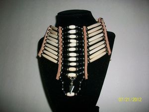 Handmade Unisex Bone Bead <b>Choker</b> <b>Necklace</b> Natural White 10-30mm Tribal Native Style Adjustable Western Festival Wear - Product Image 4