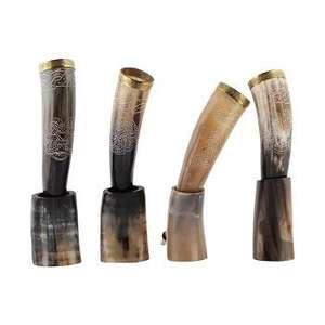 Corne à boire Viking antique avec support, qualité supérieure, naturelle, sculptée à la main, style religieux, fabricant indien - Product Image 3