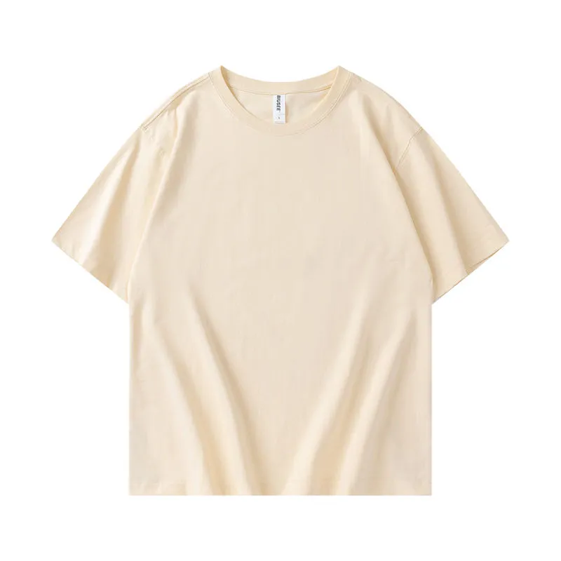 100% coton OEM épaule tombante avec col rond T-shirt vierge surdimensionné pour hommes Streetwear graphique sur mesure avec logo personnalisé