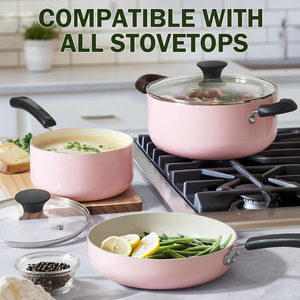 Nouvel arrivage Batterie de cuisine moderne 10 pièces personnalisable en aluminium et céramique à <span class=keywords><strong>induction</strong></span> Ensembles de casseroles et poêles antiadhésives <span class=keywords><strong>pour</strong></span> la cuisine - Product Image 5