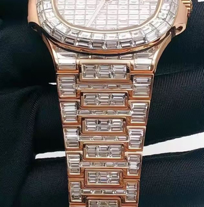 <b>Mens</b> Luxury Stainless Steel <b>Watch</b> with Moissanite VVS Clarity Baguette Diamond Fully Iced Out <b>for</b> Daily Use Upscale Parties - Product Image 4