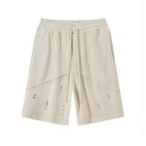 Pantalones cortos de chándal de algodón para hombre con logotipo personalizado desgastado 2024 pantalones cortos de secado rápido lavados con ácido con cordón personalizado para hombre - Product Image 4