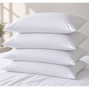 <b>White</b> Cotton Striped Satin <b>Envelope</b> Pillowcase 50x70 cm for Hotel and Sofa - Product Image 2