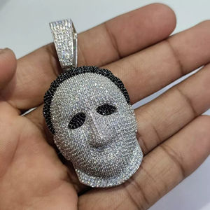 Diamantes cultivados en laboratorio de corte brillante personalizados, colgante de joyería de plata moissanita, máscara de Hip Hop de oro blanco de 10kt con regalo de patrón de letras - Product Image 1