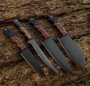 Juego de Cuchillos de Chef de Acero con Alto Contenido de Carbono Forjado a Mano al por Mayor con Mango de Madera para Uso en Restaurantes, Incluye Bolsa de Cuero, Cuchillos para Cortar Carne - Product Image 2