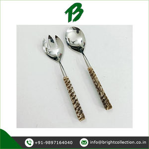 Proveedor profesional que vende alimentos seguros, mango de resina antigua, juego de servidor de ensalada de acero inoxidable para uso en hoteles y restaurantes - Product Image 2