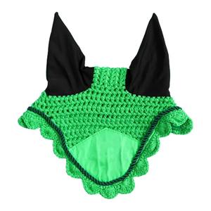 Gorro de oreja de caballo de ganchillo hecho a mano negro más vendido, velo de mosca a prueba de sonido para Red de oreja de punto Ecuestre para caballos - Product Image 3