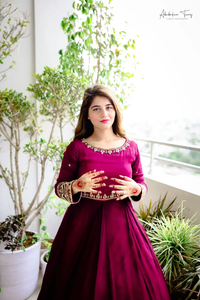 Solid <b>Purple</b> Flair Maxi Indian & Pakistani Clothing with Elegant Lace Embellishment - Product Image 5