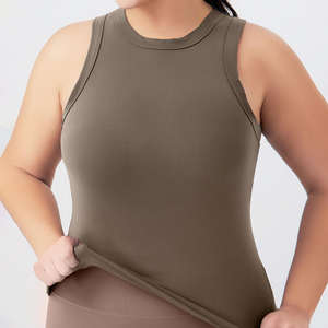 Camiseta Deportiva sin Mangas con Cuello Redondo para Mujer, Talla Grande, Ajustada, Compresión, Sexy, para Gimnasio - Product Image 1