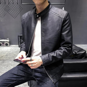 Chaqueta de Invierno para Hombre de Cuero Genuino de Alta Calidad, Cuello Alto Sólido, Impermeable, Ecológica, Transpirable, de Secado Rápido, Estilo MOTO Frontal - Product Image 3