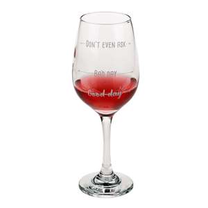 Hand Blown Good Day Bad Day Wine Glass Classic Design Borosilicate Glass and Metal <b>Drinkware</b> "Don't Even Ask" - Product Image 4