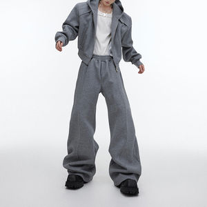 Survêtement d'hiver pour homme, veste zippée en polyester avec pantalon long à jambes larges, sweat à capuche, survêtement imprimé, techniques - Product Image 1