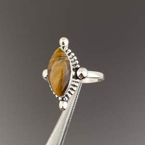 Anillo Gótico de Plata 925 con Gemas Shama Hechas a Mano, Ojo de Tigre, Ágata, Bañado en Rodio, Talla Personalizada, Estilo Bohemio Clásico para Hombre, para Boda - Product Image 2