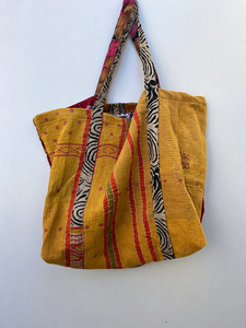 Bolso Kantha de algodón reversible hecho a mano para mujer, bolsos de mano informales de alta calidad con dos asas/correas, uso de compras en la playa abierta - Product Image 4