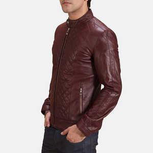 Chaqueta de invierno para hombre de diseño superior con cuello levantado manga completa 100% cuero de alta calidad personalizable precio razonable - Product Image 2