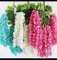 Guirlande de glycine suspendue-Fleurs de vigne en soie pour mariage Boho et balcon Décor 2 bâtons en 1 Décoration murale élégante