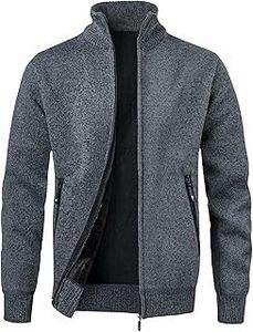 <b>Men's</b> Full Zip Stand Collar Knitted Cardigan Sweater <b>Pullover</b> with Pocket <b>for</b> Fall and Winter - Product Image 1
