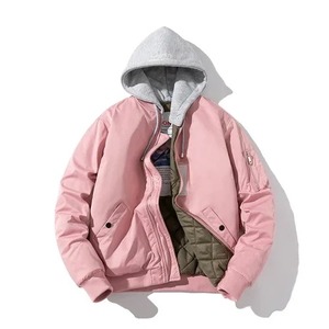 Men Bomber Jacket Solid Autumn Winter Pilot Jacket Casual Windbreak Parkas Women Vintage Fashion Hooded Baseball <b>Coat</b> - Product Image 2