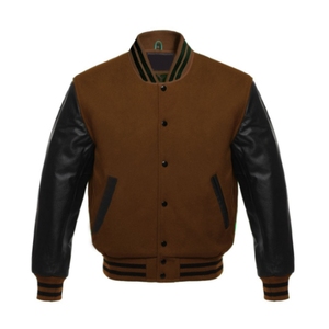 Blouson style bombardier coupe-vent baseball hiver avec logo personnalisé pour hommes corps en laine manches en cuir toile brodée Letterman - Product Image 6