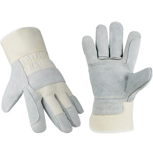 Dernière conception de gants de sécurité de travail en cuir robuste à double paume Gants de travail en cuir de vache fendu à bas prix à vendre - Product Image 3