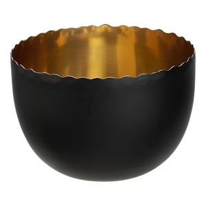 Bol de service artisanal en fer forgé, finition industrielle noir mat et doré métallisé, bord festonné unique, bol décoratif, saladier - Product Image 6