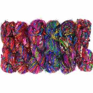 Hilo de Seda Sari Multicolor Hilado en Anillo Disponible en Madejas Hechas a Medida, para Tejer, para la Industria Textil - Product Image 1