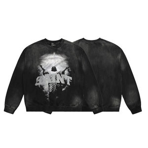 Wholesale Custom Graphic Printed Acid Wash Sun Faded Winter <b>Fleece</b> <b>Hoodies</b> For Men Unique Design Gradient High Pullover <b>Hoodie</b> - Product Image 4