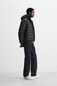 Chaqueta acolchada de invierno con Capucha ligera de talla grande con puños elásticos de cuello alto Cierre de cremallera y bolsillos interiores Welt Chaquetas para hombres - Product Image 4