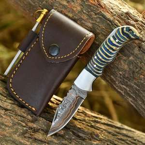 Couteau pliant en acier Damas, manche en bois Pakka, couteau de survie, couteau tactique de poche pour la chasse, le camping, édition spéciale - Product Image 1