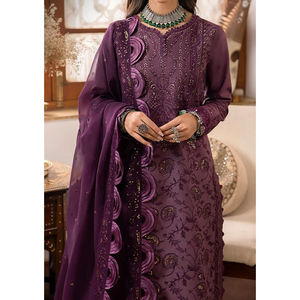 ชุดชาลวาร์ คามีซ ผ้าเนื้อหญ้าและขนสัตว์สำหรับผู้หญิง พร้อมผ้าคลุมไหล่ สำหรับใส่ลำลองและงานปาร์ตี้ บริการ OEM - Product Image 3