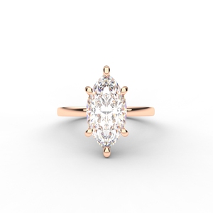 IGI Certified Marquise Cut Lab Grown Diamond Solitaire Engagement <b>Ring</b> in 9K Rose / White & Yellow Gold - Product Image 5