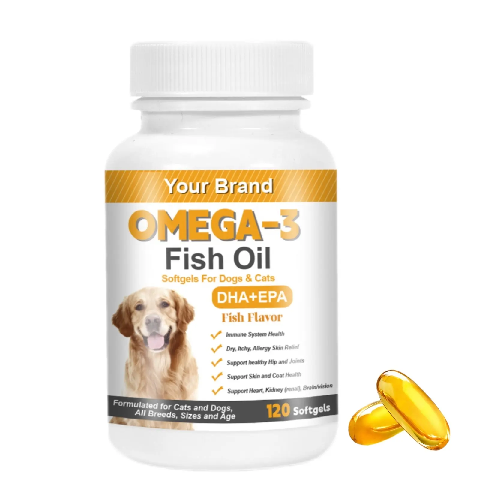 Integratore per animali domestici con DHA + EPA capsule di olio di pesce per cani gatti pelle sana e mantello