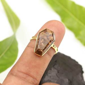 Latest Design Natural Bronzite 11x17mm Coffin <b>Ring</b> 925 Sterling Silver 18K Gold Plated Eternity Vermeil <b>Dainty</b> Women's Jewelry - Product Image 1