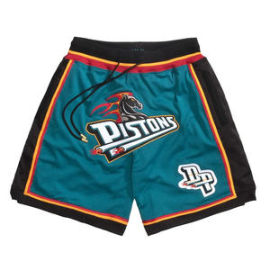 Usine directe hommes rétro basket-ball Shorts High Street Vintage Polyester taille moyenne Double couche poche maille conception - Product Image 6