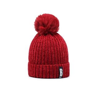 Custom Autumn Thicker Cuff <b>Beanie</b> <b>Hats</b> with Pom Pom Ball Knitted Cap Warmer Winter Accessories for <b>Women</b> Travel-Friendly Style - Product Image 1