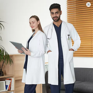 Bata de Laboratorio Personalizable con Logotipo, Antimicrobiana, Impermeable, de Tela Twill, Unisex, con Detección de Agujas, Largo Regular, para Uniformes de Hospital - Product Image 4