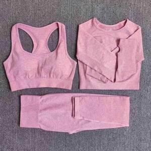 2025 nuevos conjuntos de entrenamiento para mujer con patrón sólido Pop, ropa de gimnasio de alta calidad, camisetas y pantalones de Yoga - Product Image 4