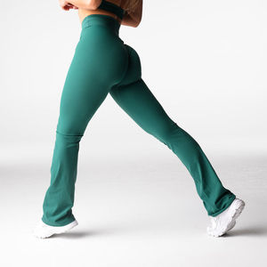 Nuevas mallas acampanadas de alta calidad para entrenamiento, deporte, Yoga, cintura cruzada, mallas deportivas para mujer, logotipo personalizado, mallas acampanadas para mujer - Product Image 6