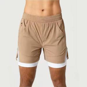 80% <b>Nylon</b> 20% Elastan Compression Training gym Shorts Men Breathable Woven Smoothed Front <b>Slip</b> Pockets Solid Pattern Sporty - Product Image 1