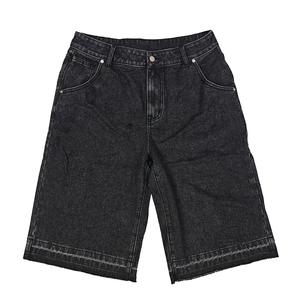 Verano 100% algodón personalizado hombres pantalones cortos de mezclilla Streetwear suelta holgada Vintage lavado Rhinestone Denim Jorts pantalones cortos para hombres - Product Image 4