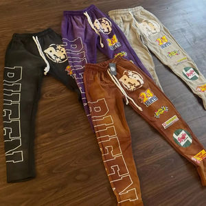 Pantalones Deportivos Holgados de Felpa Francesa Personalizados, con Pedrería, Perlas, Remaches, Estampado DTG, Costuras Invertidas - Product Image 1