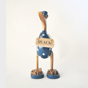 Canard fait à la main en gros, canard en racine de bambou bleu foncé à pois décoratif pour cadeau ou décoration intérieure - Product Image 5