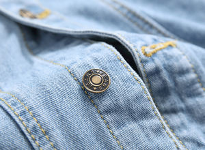 Veste de camionneur motard en jean robuste Cowboy décontracté pour hommes hiver cuir personnalisable bouton décoration conception unie-vente en gros - Product Image 6